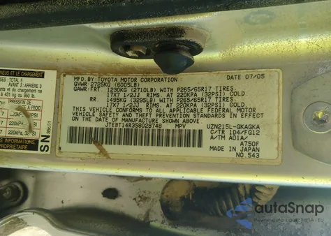 2005 Toyota 4Runner Sr5 V8 from USA, damaged, VIN JTEBT14R358028748